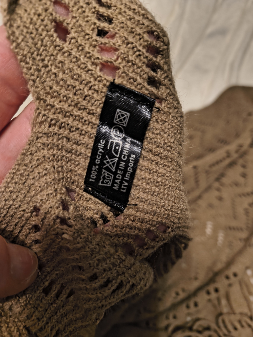 Brown Open-Knit Fringe Women’s Sweater - Picture 2 of 2